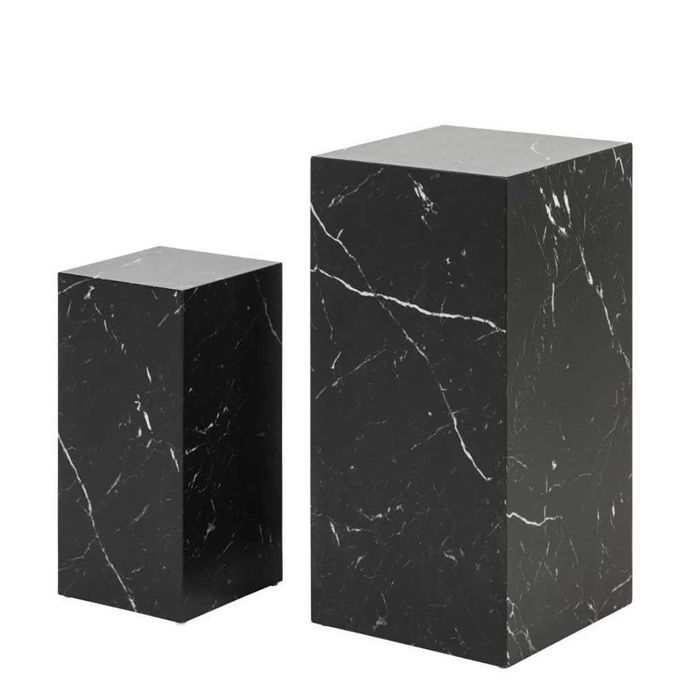 Beistelltisch Duo in Schwarz Marmor Optik - Lavizius (zweiteilig)