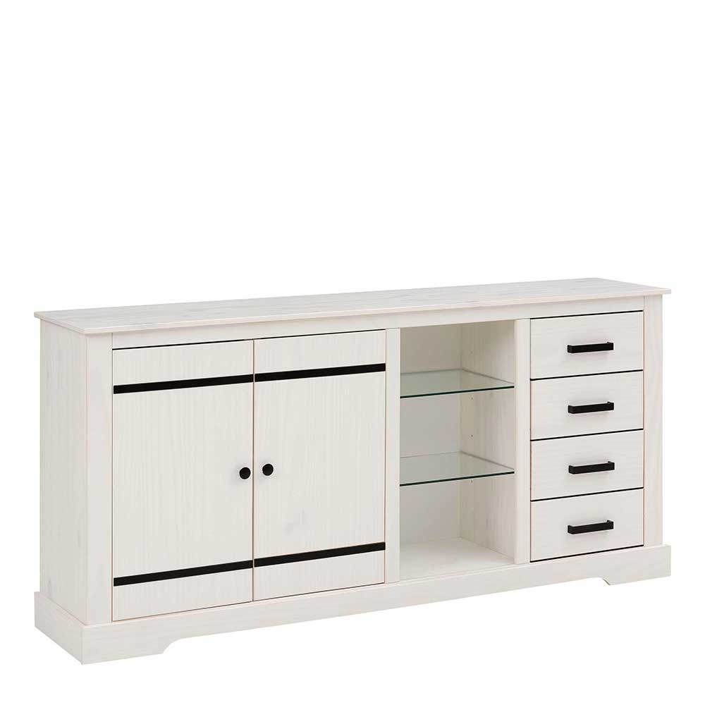 Design Sideboard in Weiß mit Schwarz - Manduza