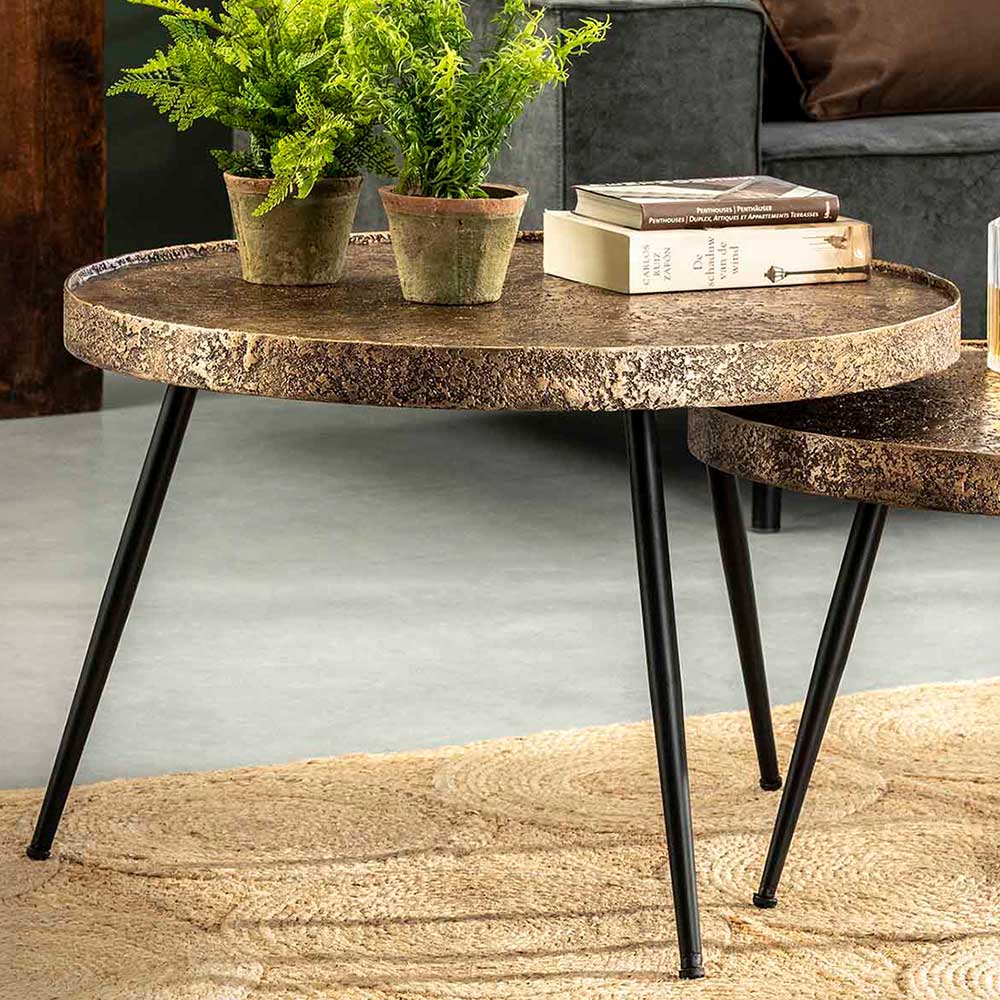 2-Satz Tisch in Bronze & Schwarz - Bordeaux (zweiteilig)