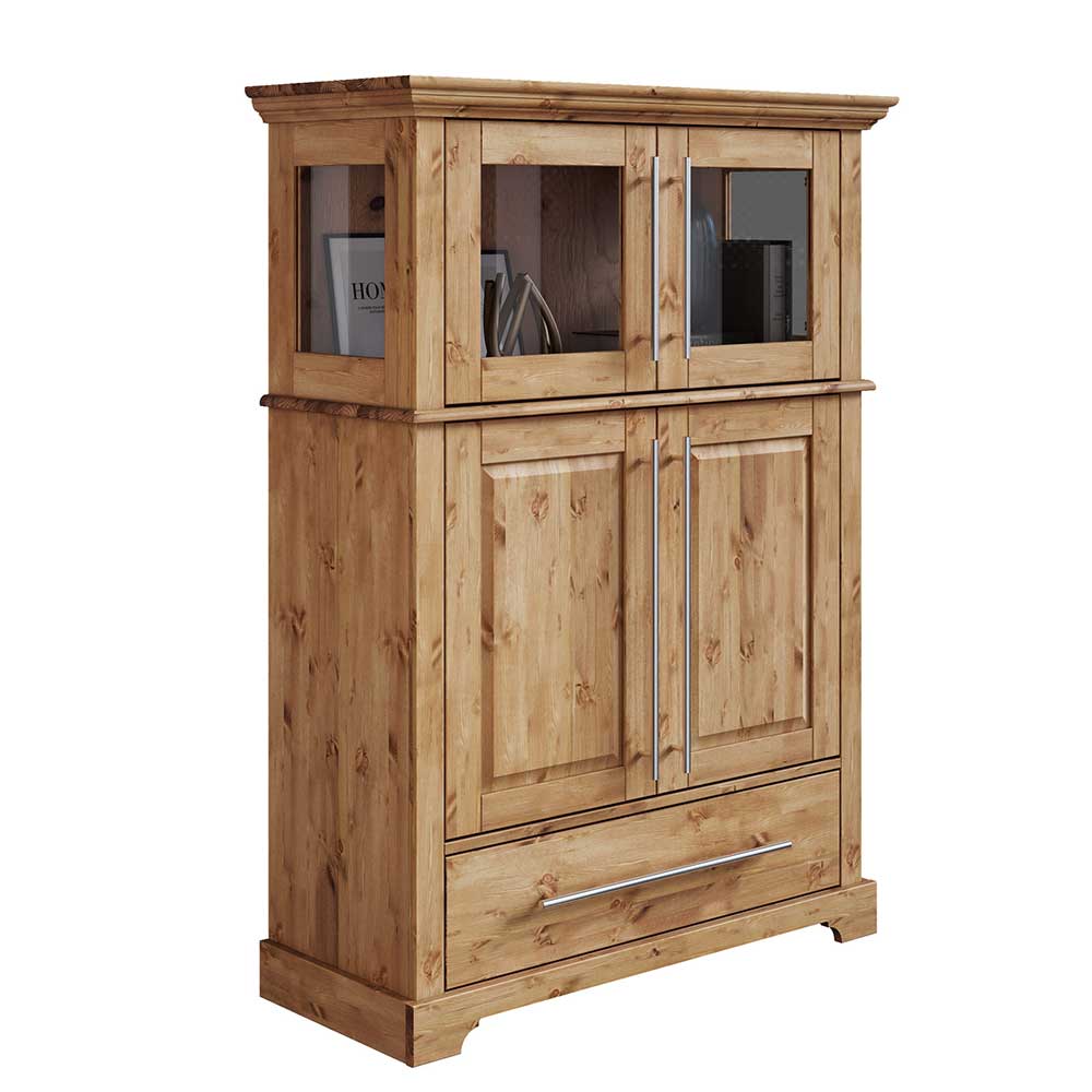 94x133x39 Modern Country Highboard aus Kiefer massiv - Noellisa