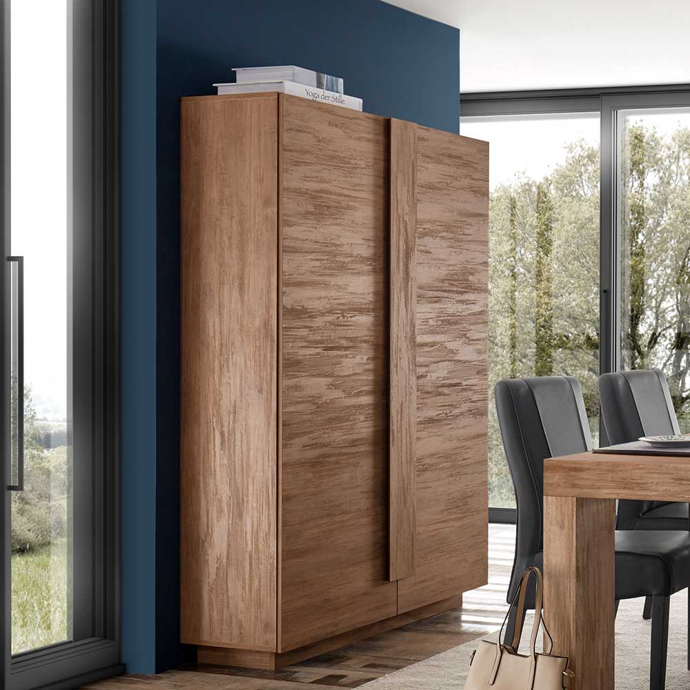 Eleganter 2-türiger Stauraumschrank in Naturholzoptik für Esszimmer oder Wohnzimmer – Basento