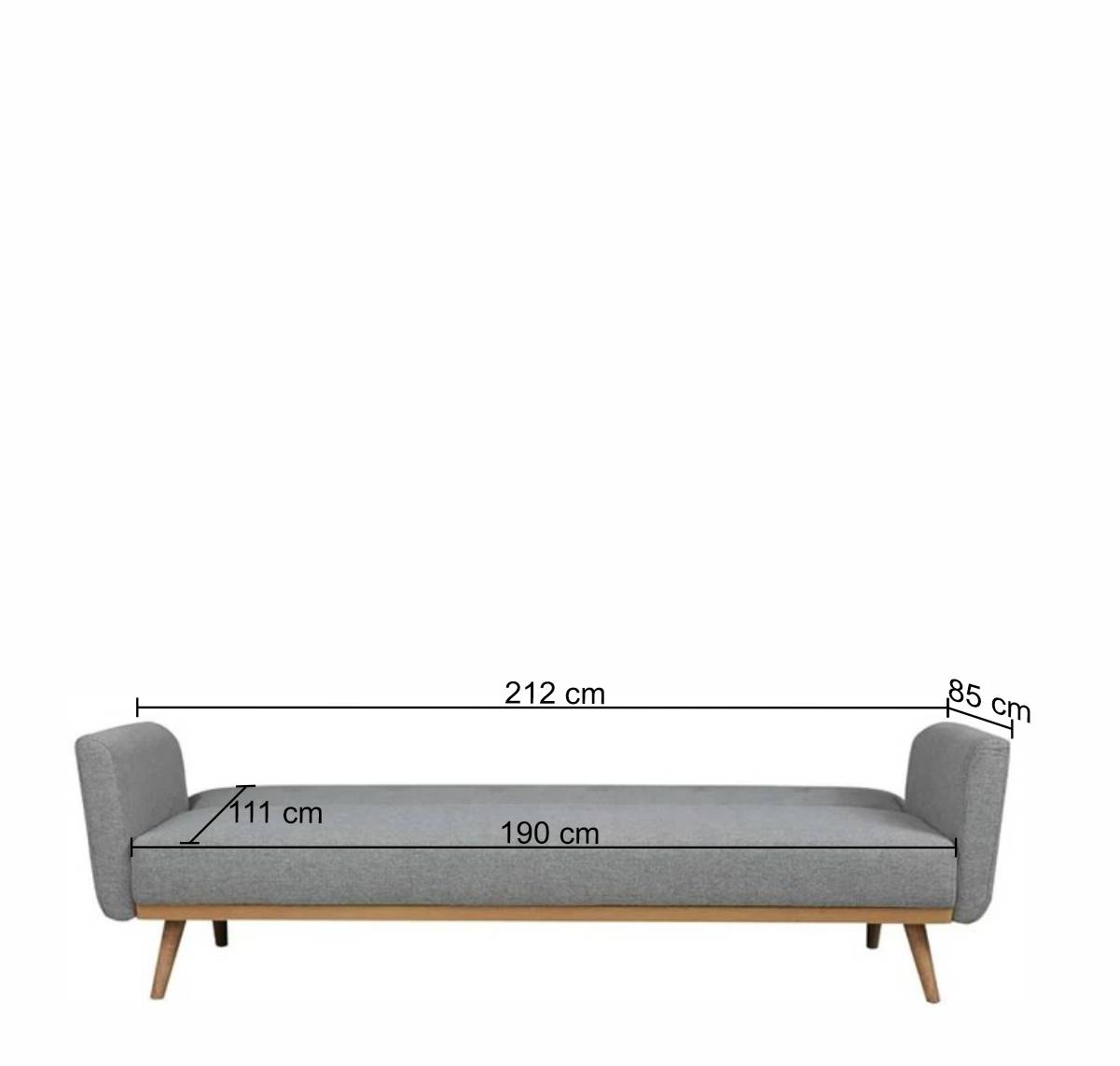 Hellgraues 3er Klappsofa im Skandi Design - Belinda
