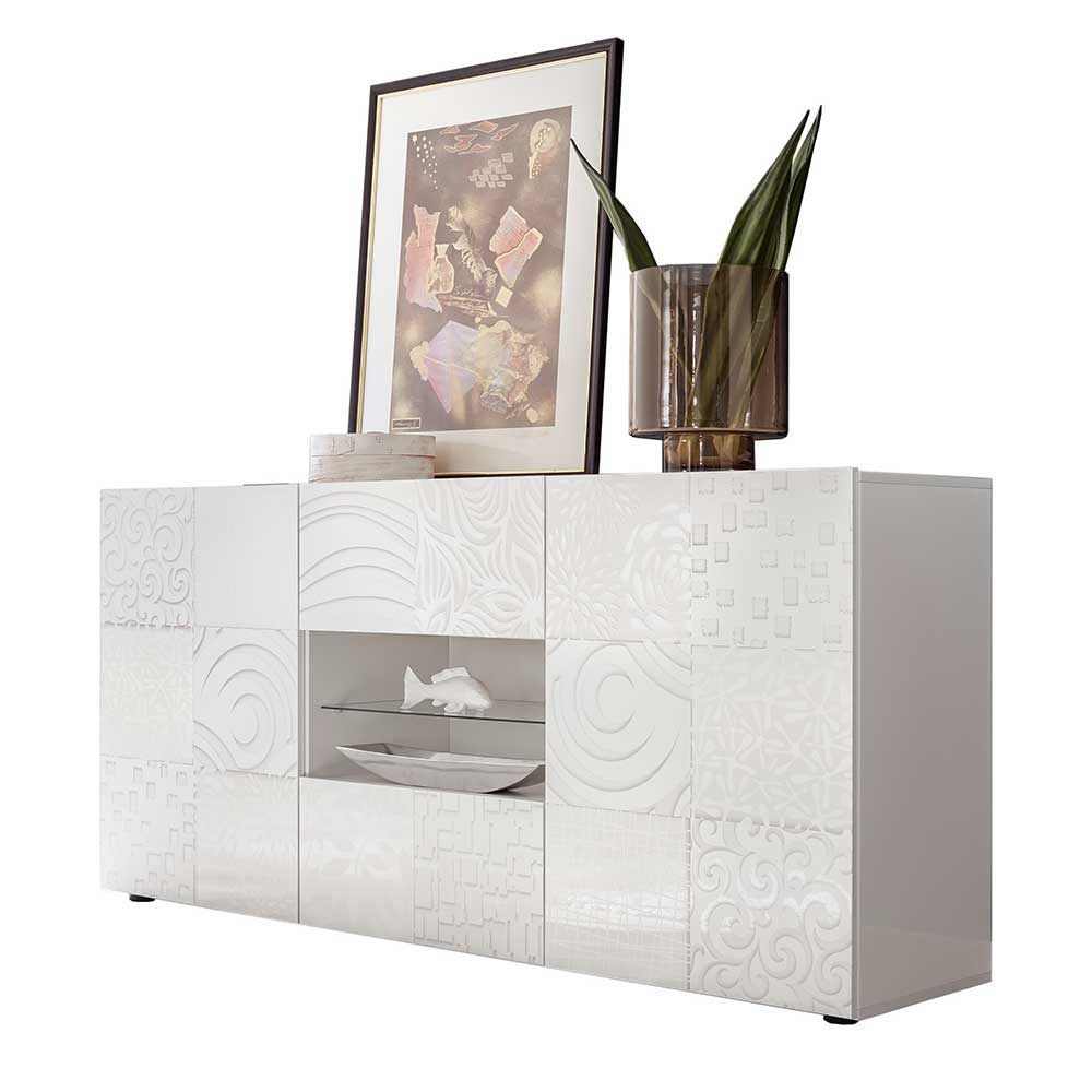 Hochglänzend lackiertes Sideboard in Weiß - Vascaub