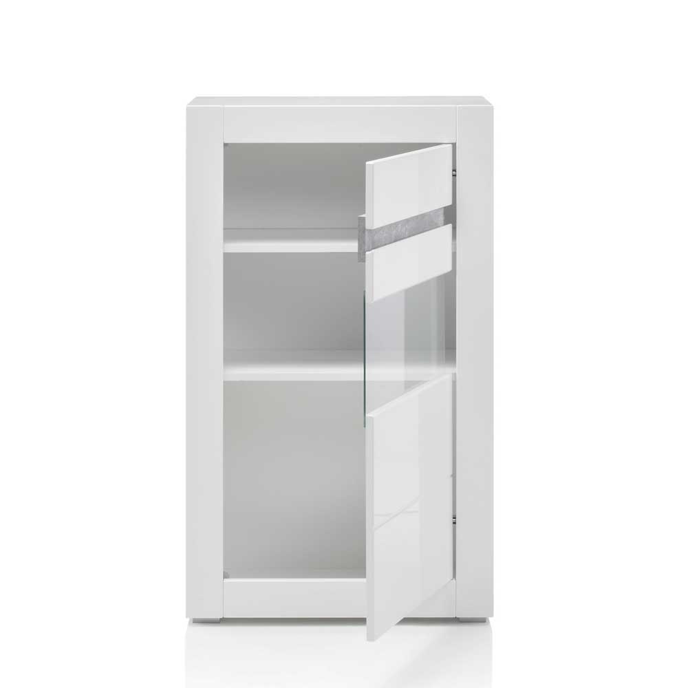 Weiße Hochglanzmöbel für das Wohnzimmer Mextra optional mit LED (vierteilig)