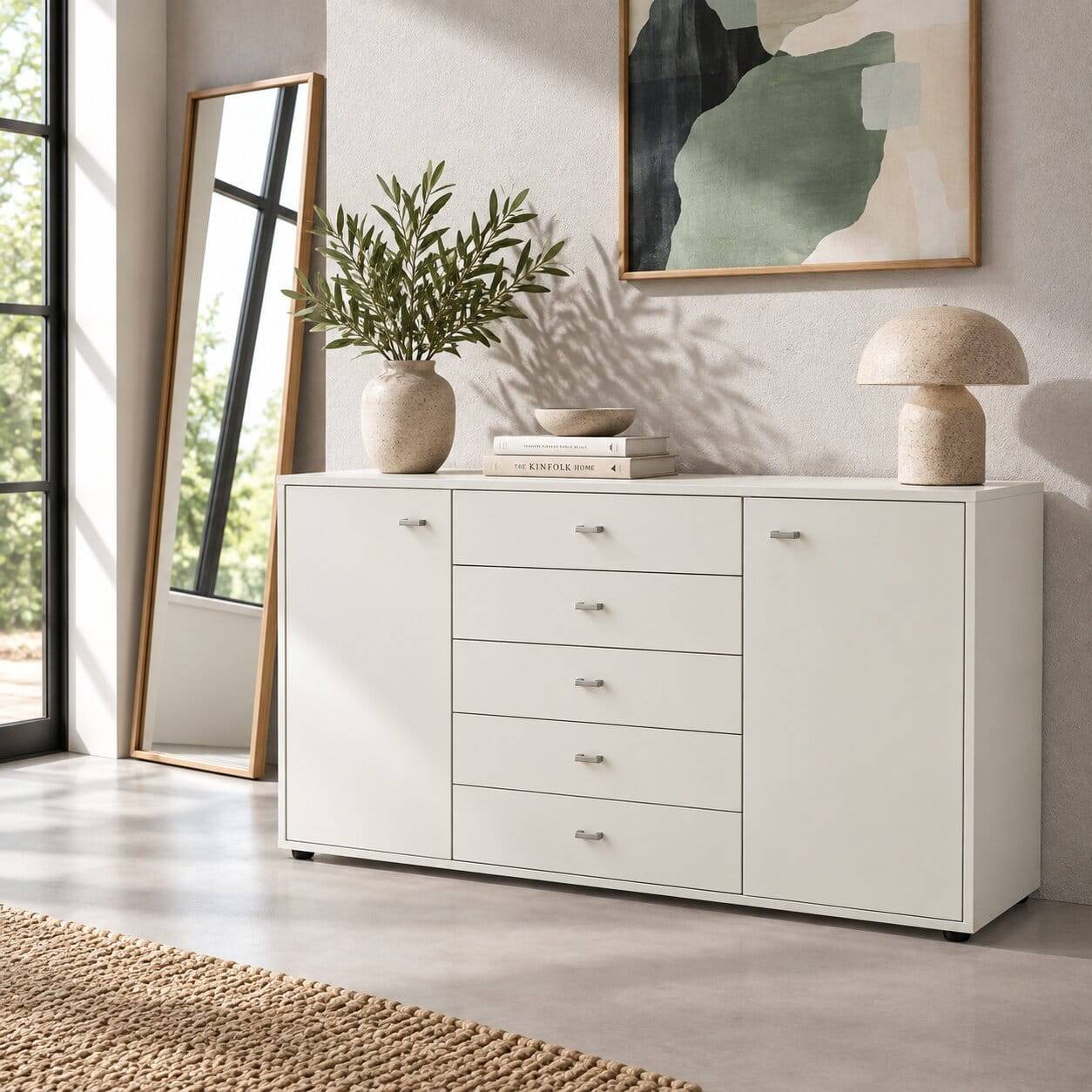 Wohnzimmer Sideboard Marcs in Weiß lackiert