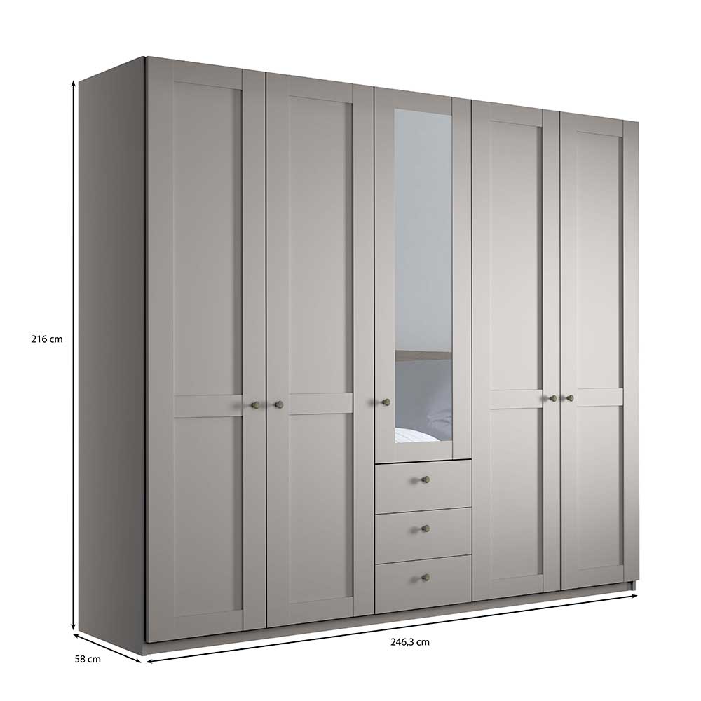 Hellgrauer Schlafzimmerschrank 5-türig - Ridonna I