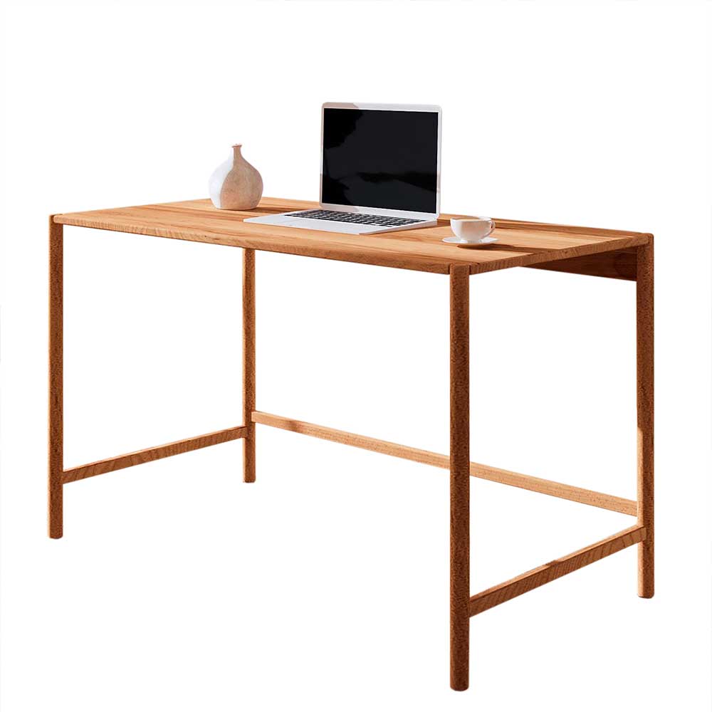 Zeitloser Arbeitstisch aus Wildbuche Massivholz in heller Optik für Büro und Studium – Indrya