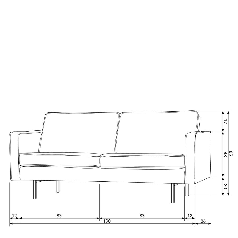 Retro Samt Sofa für 2 Personen - Distroit