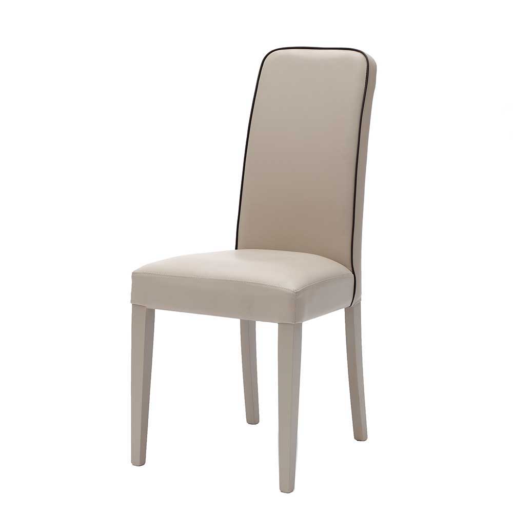 Gepolsterter Stuhl in Creme Flyma Kunstleder (2er Set)