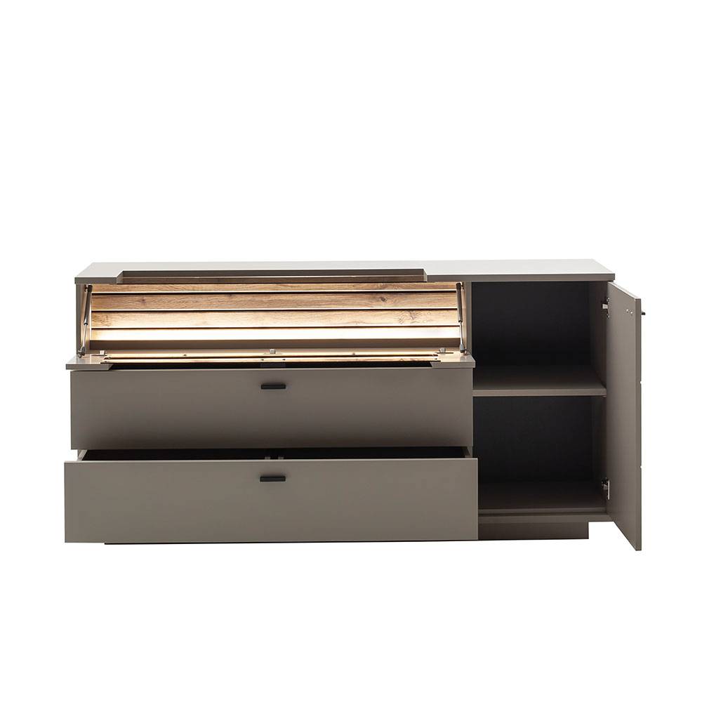 Sideboard in Grau mit Wildeiche - Teorina
