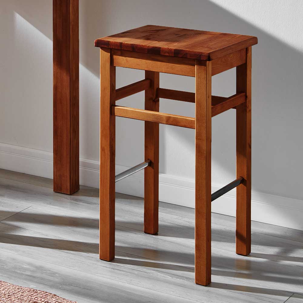 Holz Barhocker aus Kiefer in Bernstein - Zytras