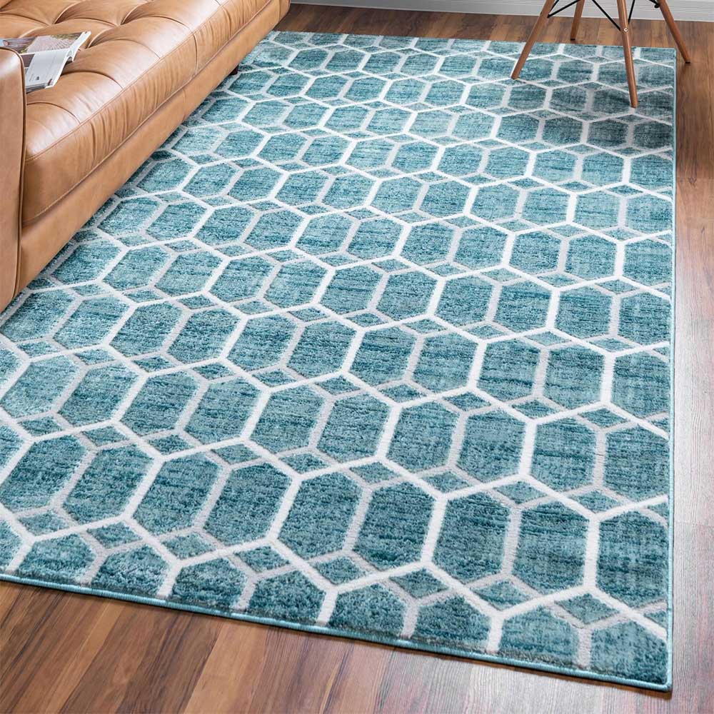 Geometrisch gemusterter Teppich mit Kurzflor - Calencio