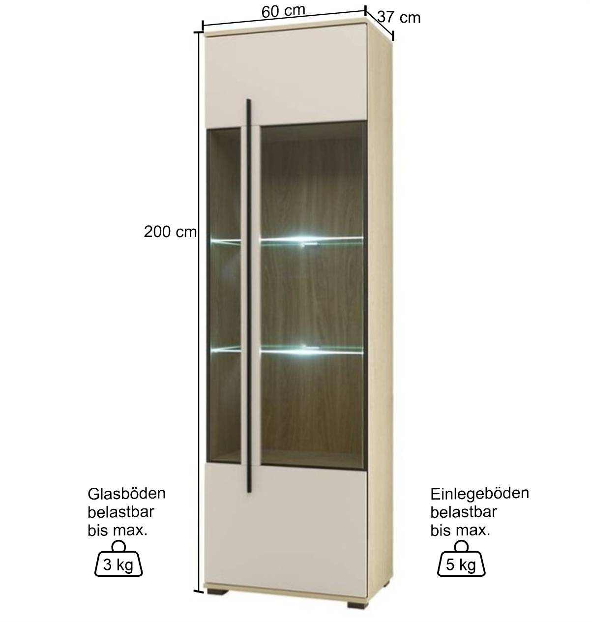 Vitrine in Beigegrau - Raisa