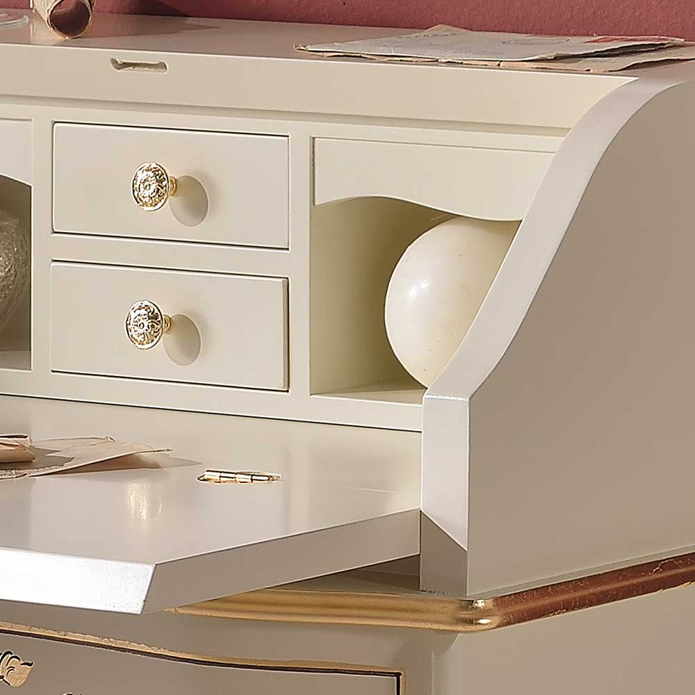 75x88x35 Barock Sekretär in Weiß & Gold - Iviada