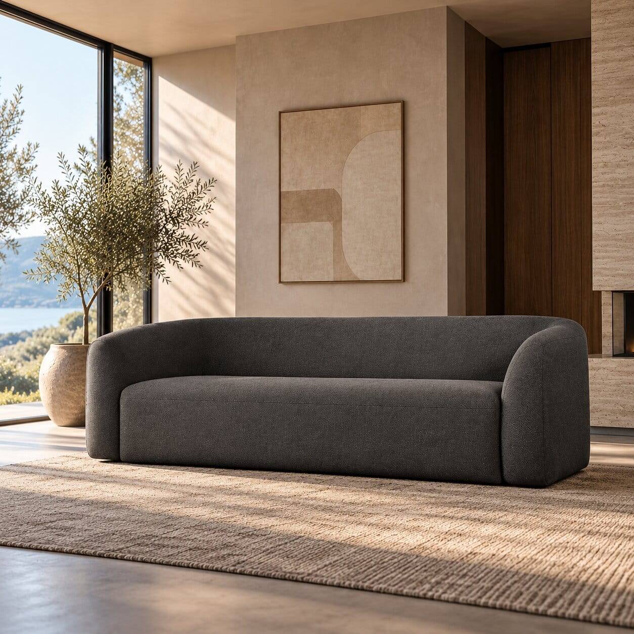 Skandi Chenille Sofa in Schwarzgrau - Prattl
