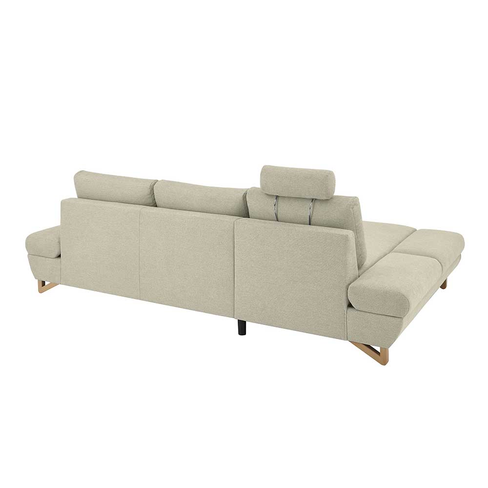 Strukturstoff Ecksofa in Beige - Baonga