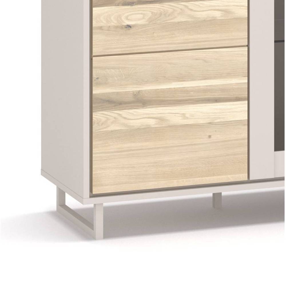 3-türige Highboard Vitrine in Kreideweiß - Loca