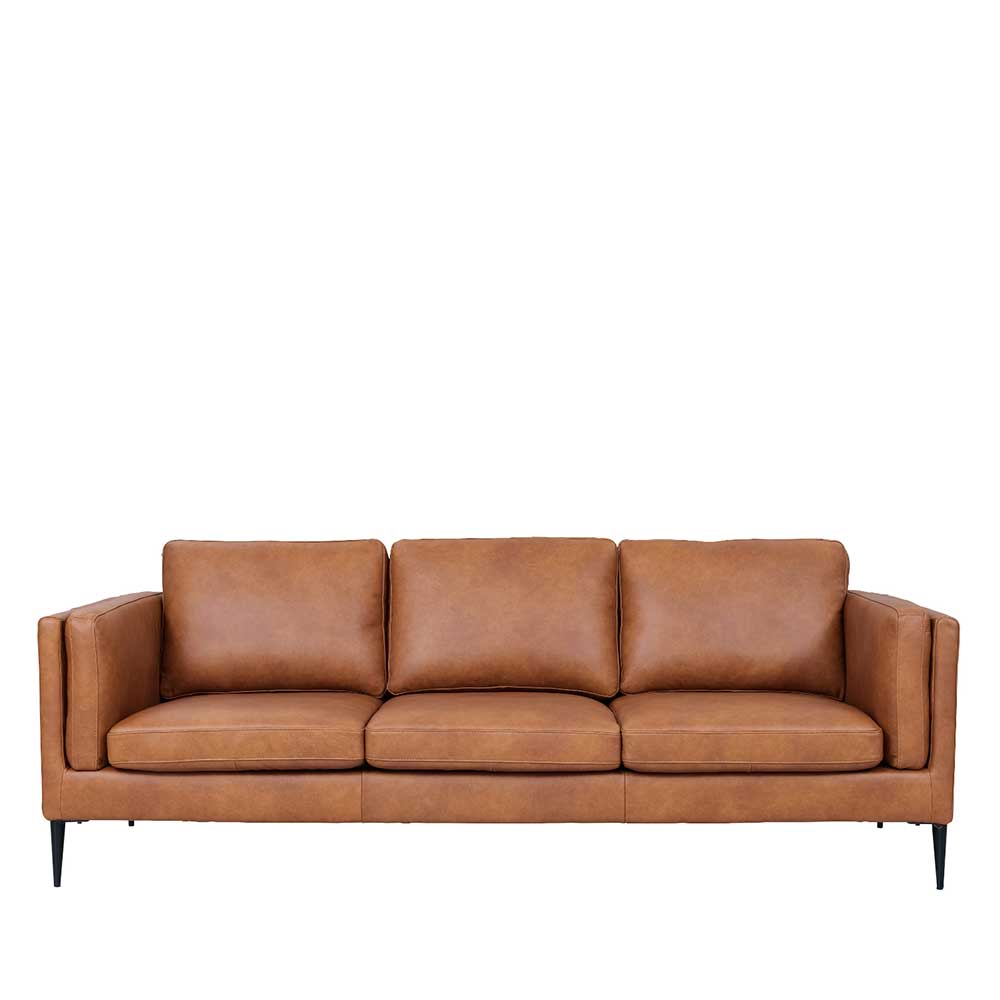 Sofa in Leder Cognac Braun - Lespavo