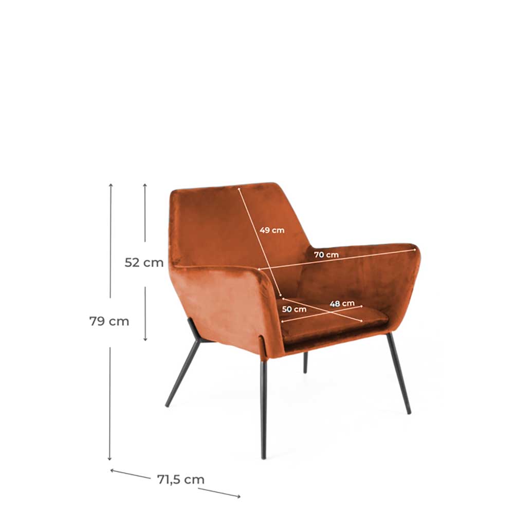 Design Samtsessel in Orange - Ofrael
