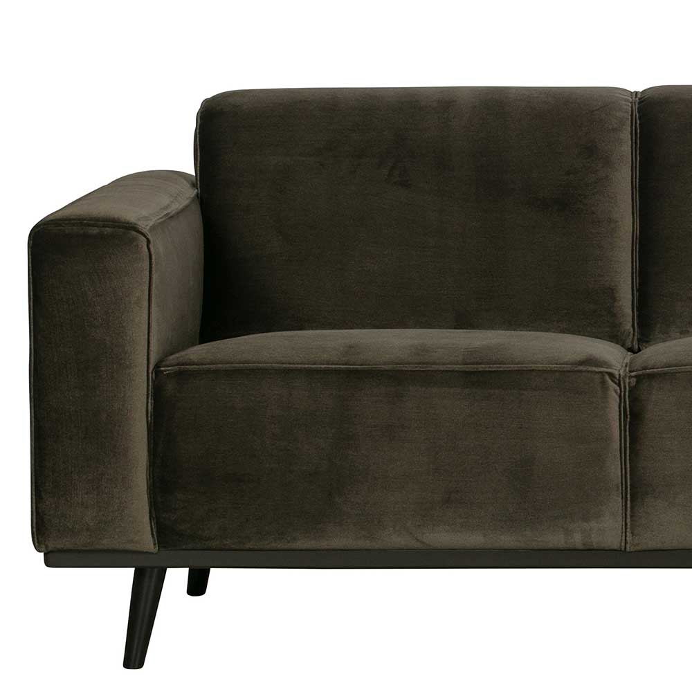 230x77x93 Dreier Samtsofa in Dunkelgrün - Bonany