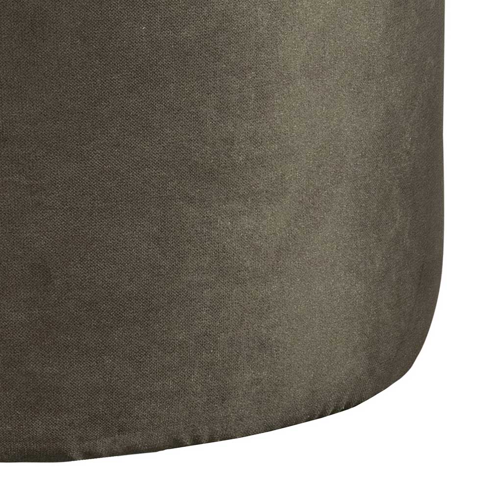 Unterer Bereich des dunkelgrünen Samt-Poufs mit weichem Stoffbezug – Caceres