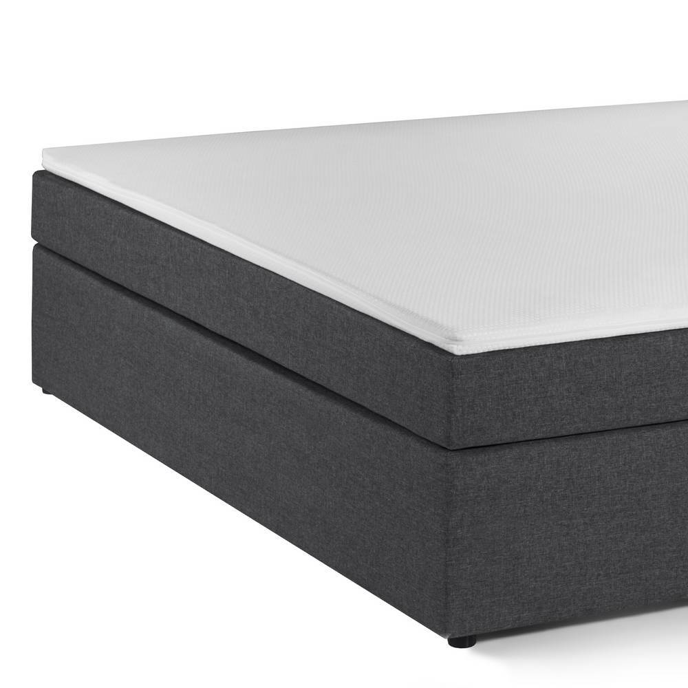 Boxspringbett in Dunkelgrau Webstoff - Cempino