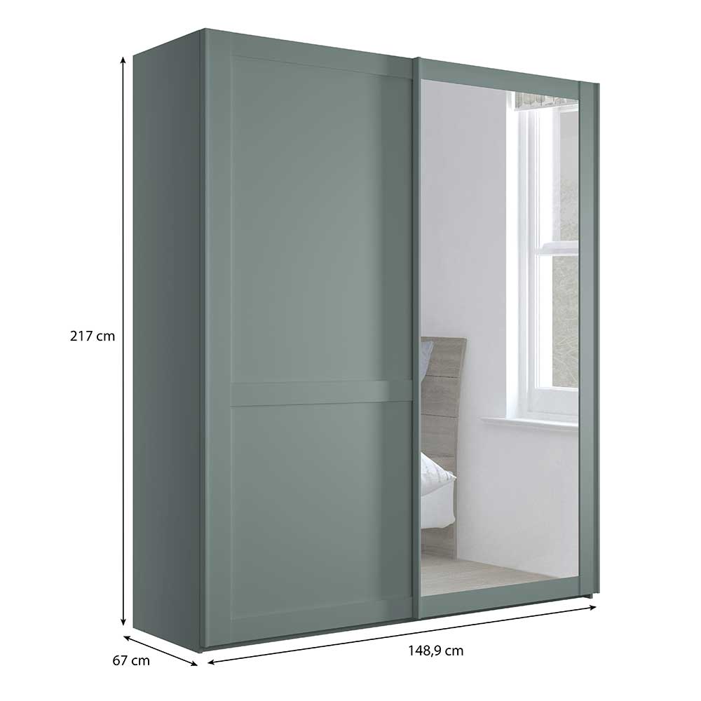 2-türiger Schwebetüren-Kleiderschrank in Graugrün - Rajavo
