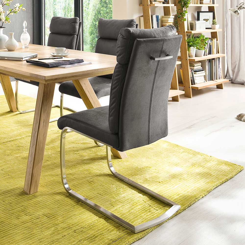 Freischwinger Rafino in Grau Webstoff (2er Set)