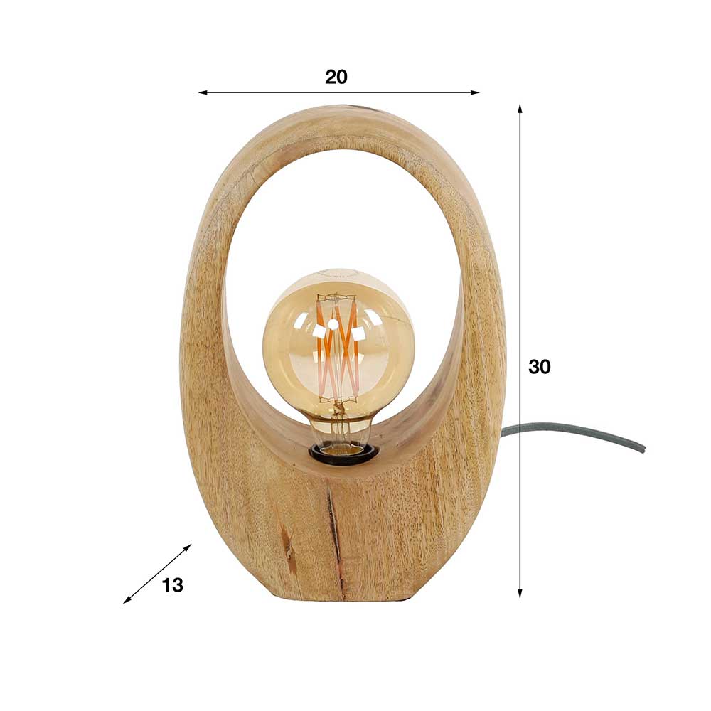Design Tischleuchte aus Mangobaum - Vakanza