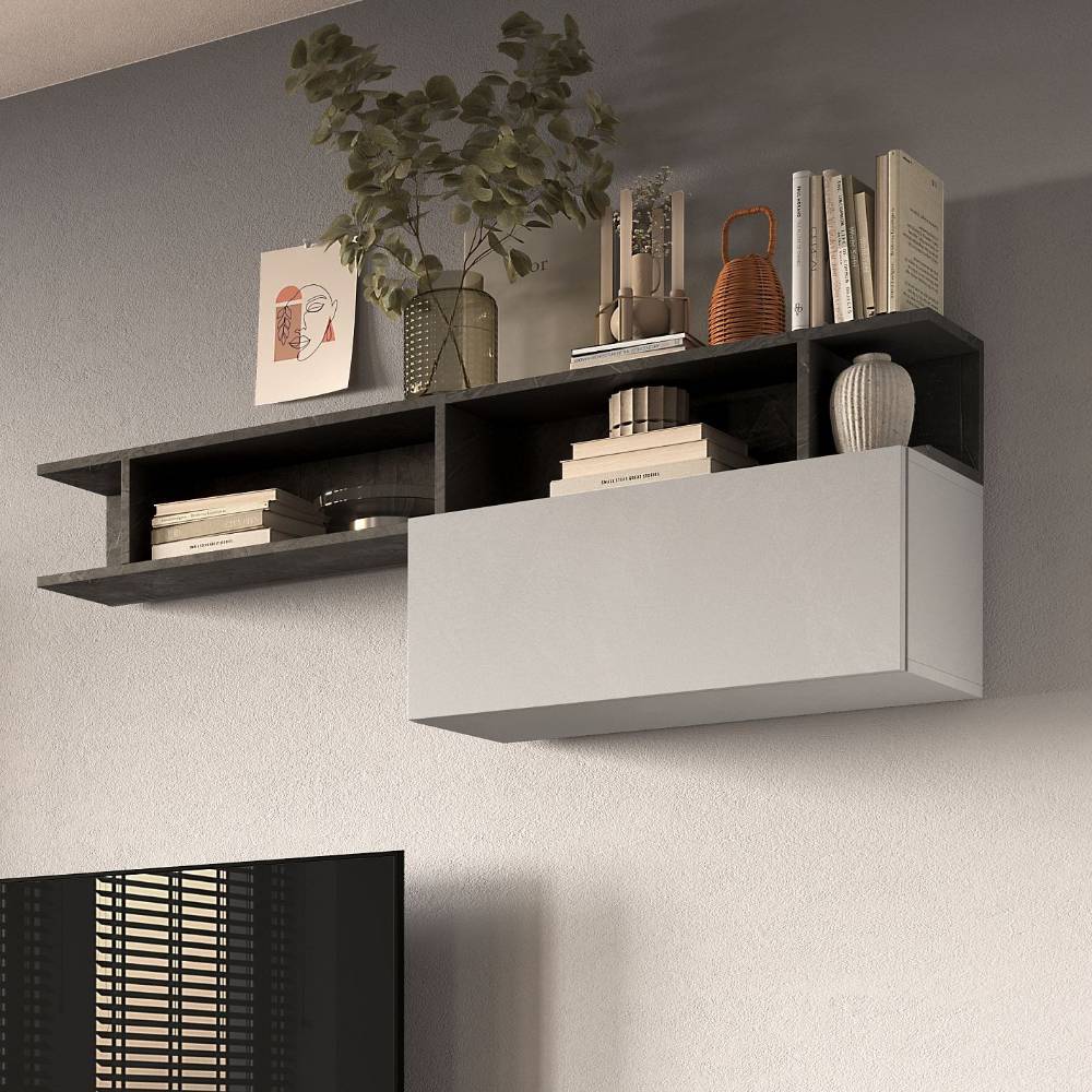 Design-Wohnwand in Graunuancen - Vutega (siebenteilig)