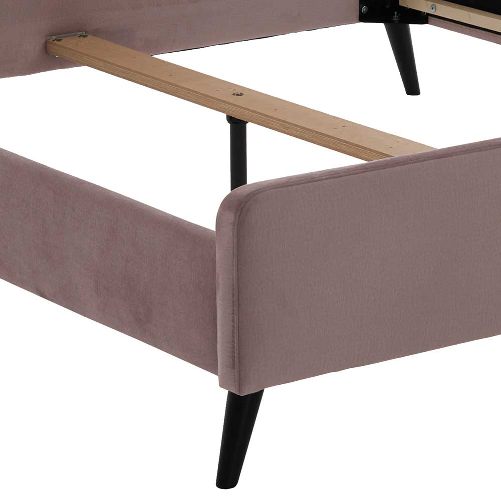 Velours Bettgestell in Altrosa - Unegra