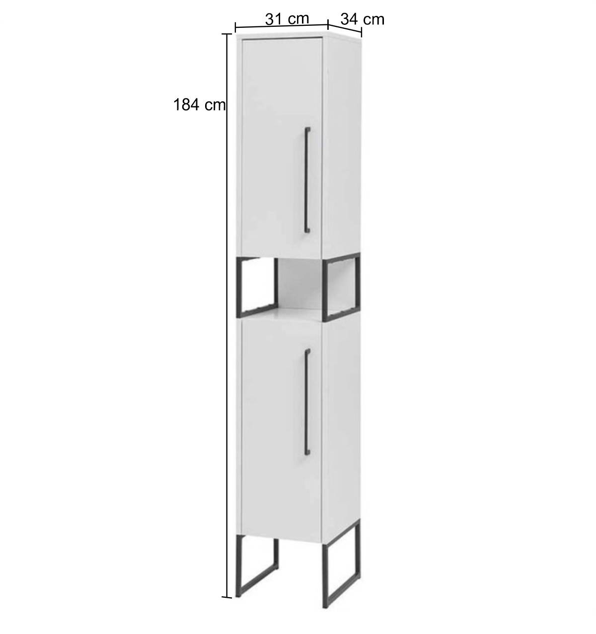 Moderner Badhochschrank in Weiß & Anthrazit - Ismilav