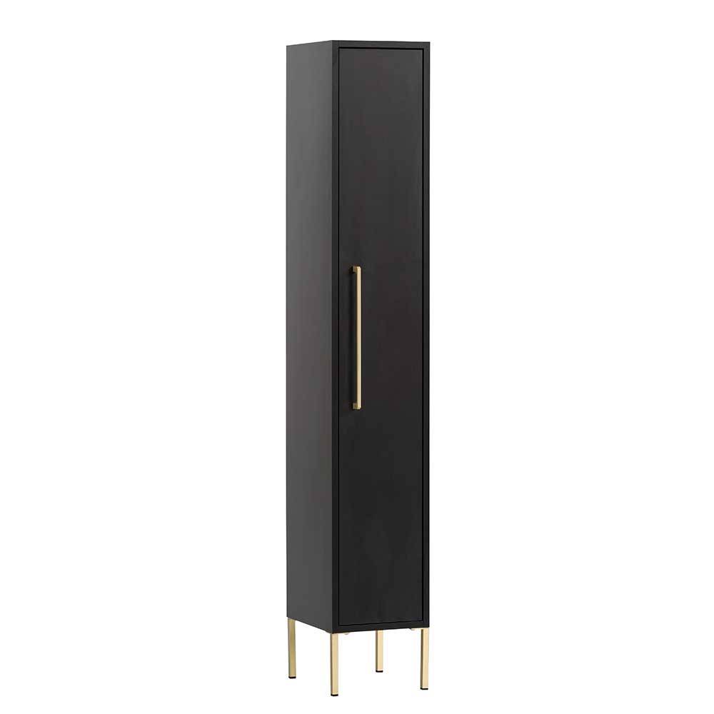 25x155x30 1-türiger Badezimmerschrank in Schwarz - Vulcanisa