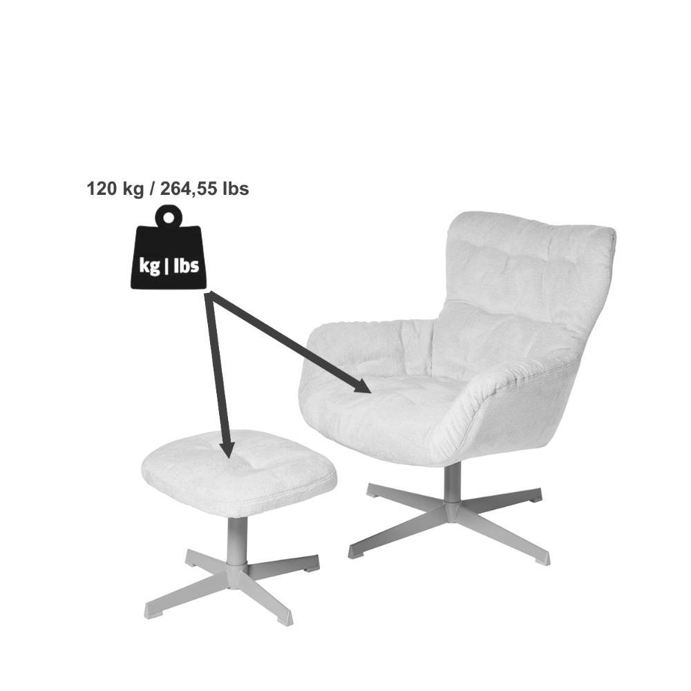 Sessel und Hocker Set drehbar - Evillar (zweiteilig)