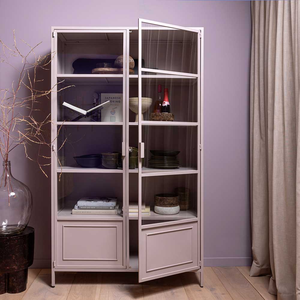 Metallvitrinenschrank in Hellrosa - Malivia