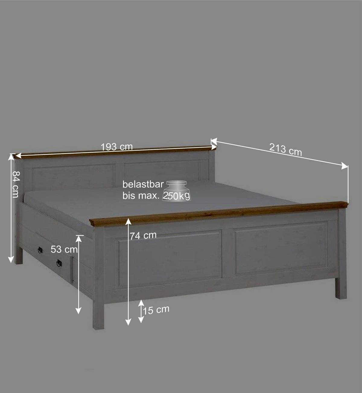 Komplett Schlafzimmer teilmassiv - Sibiuta (fünfteilig)