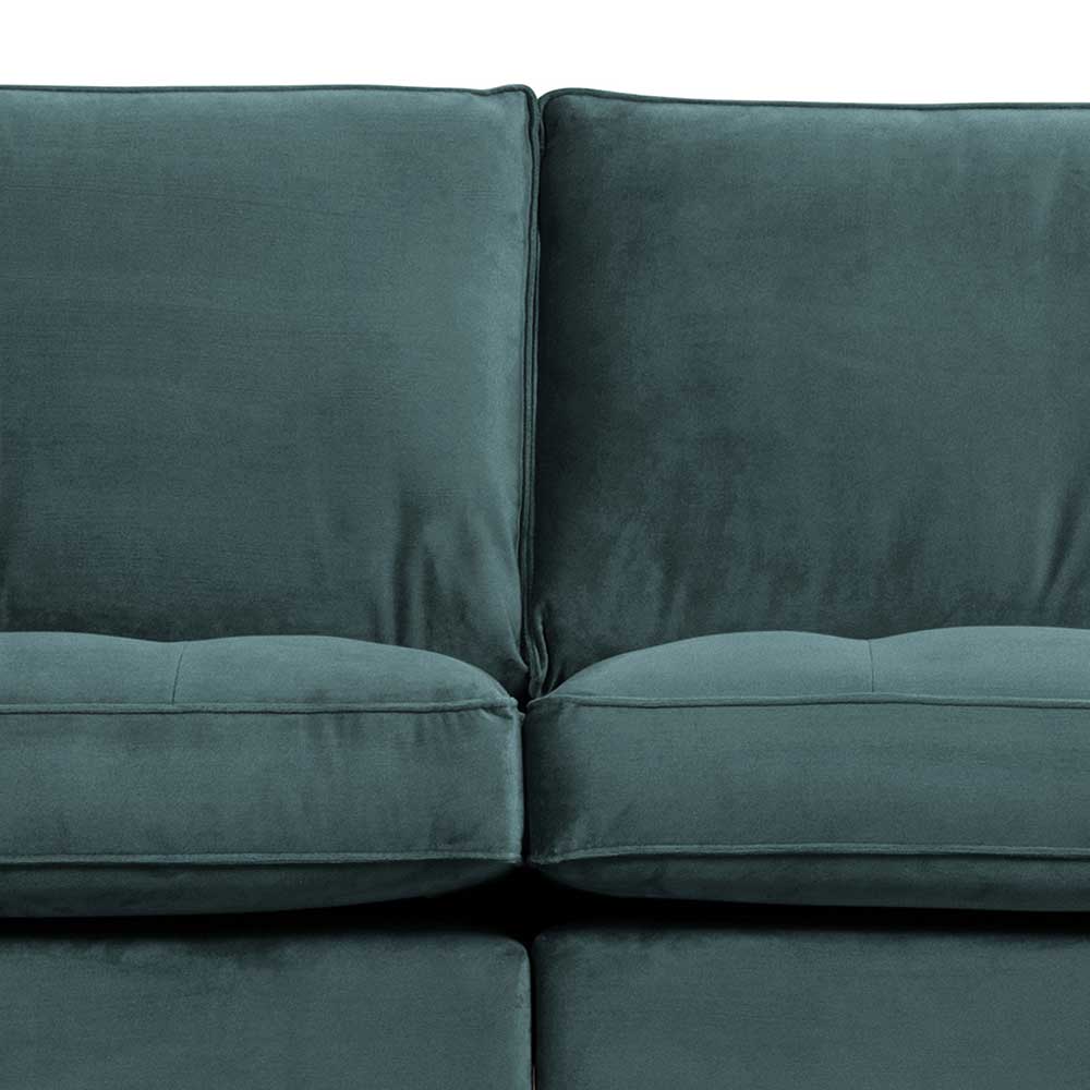 Retro Samtsofa in Petrol Blau - Fledos