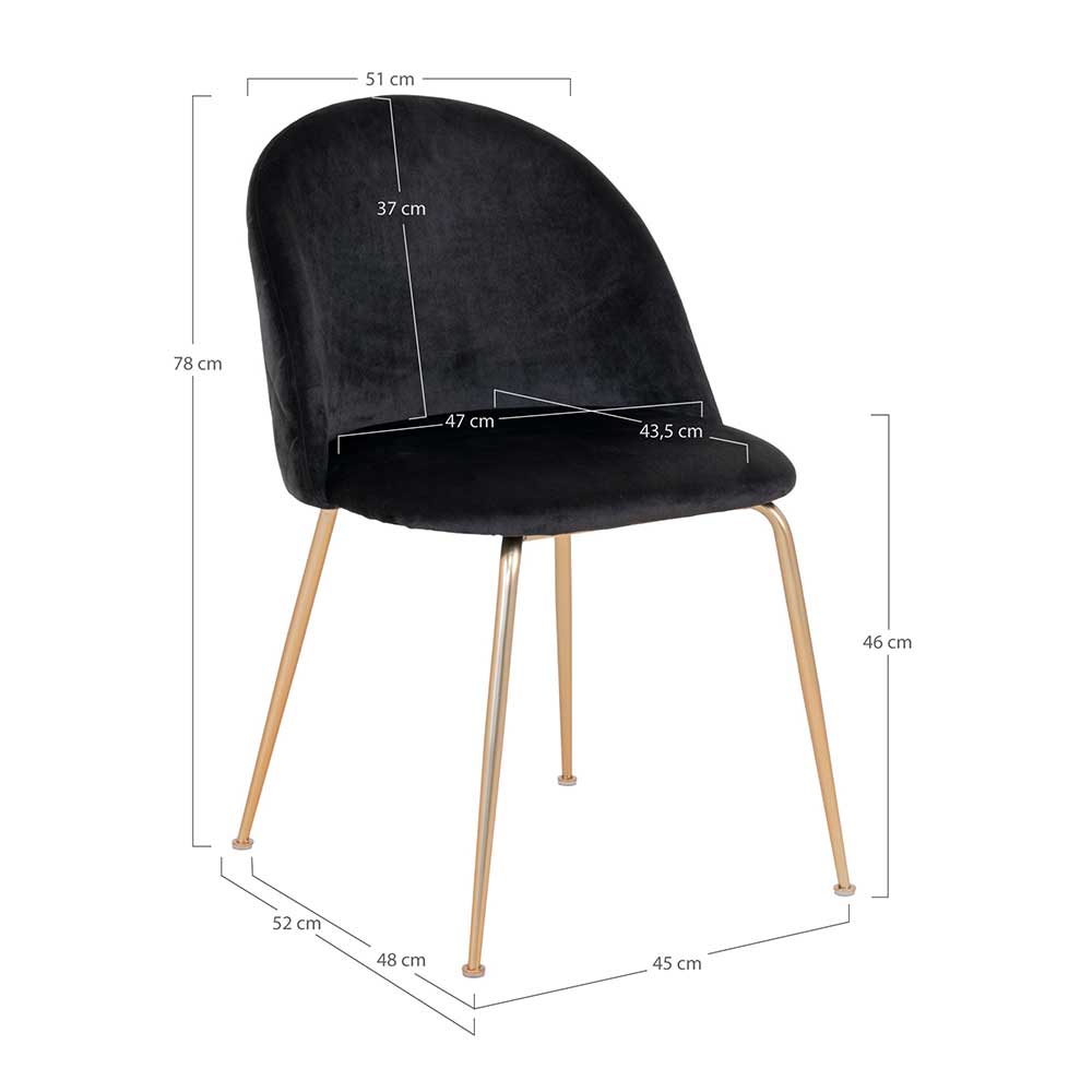 Retro Polsterstühle mit Messing Gestell - Silvanus (2er Set)