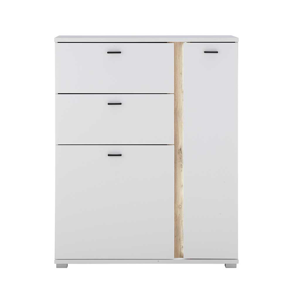Beleuchtetes Sideboard in Weiß mit Wildeiche - Racelyn
