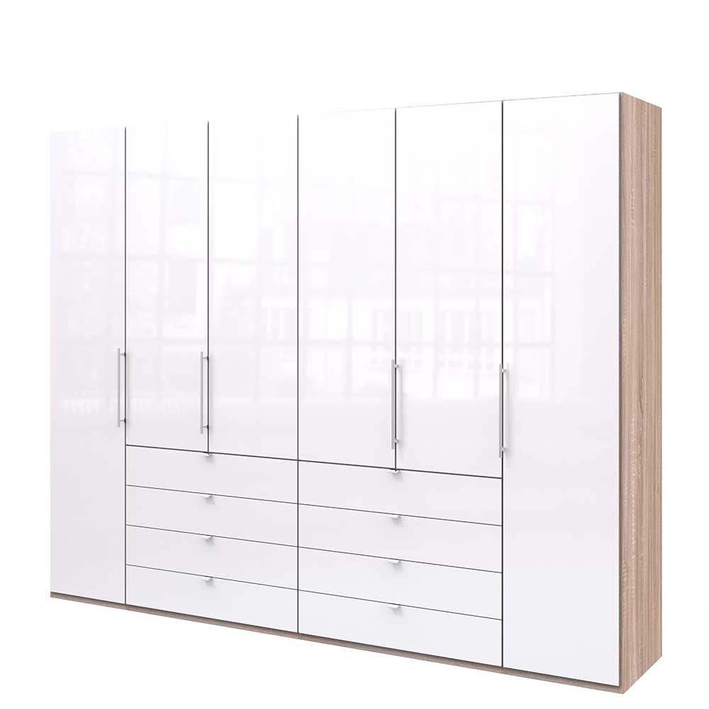 Schlafzimmer Falttürenschrank in Weiß glasbeschichtet - Bosays