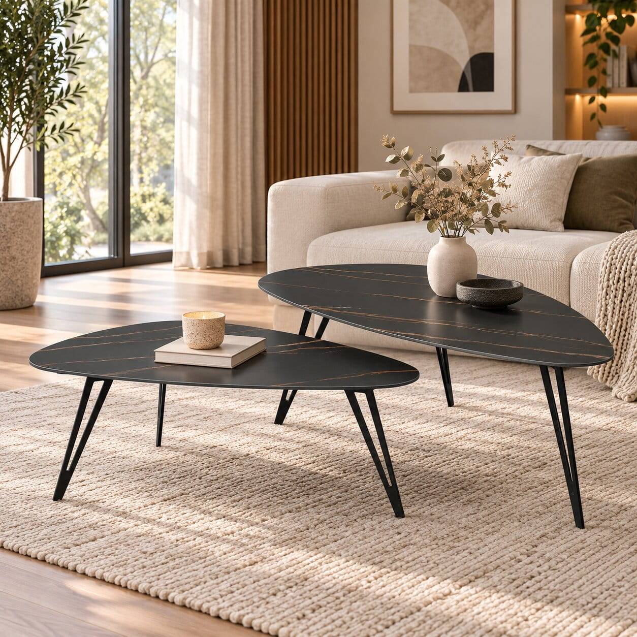 Couchtisch Duo in Marmoroptik - Jimis (zweiteilig)