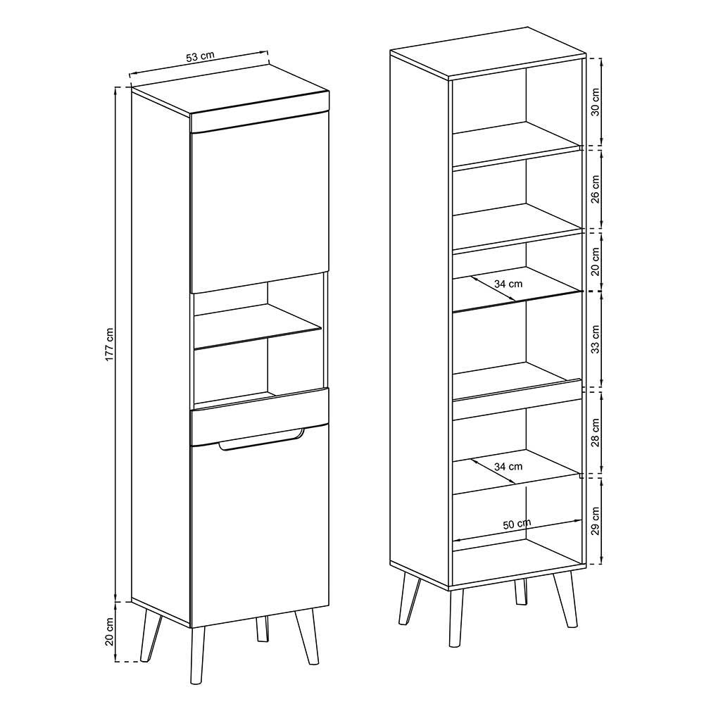 Designer Wohnwand Scandi Chic - Olcian (vierteilig)