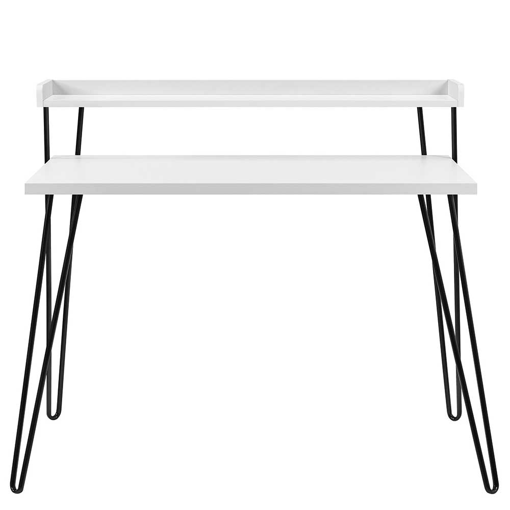 Design Schreibtisch mit Aufsatz in Weiß - Prasido