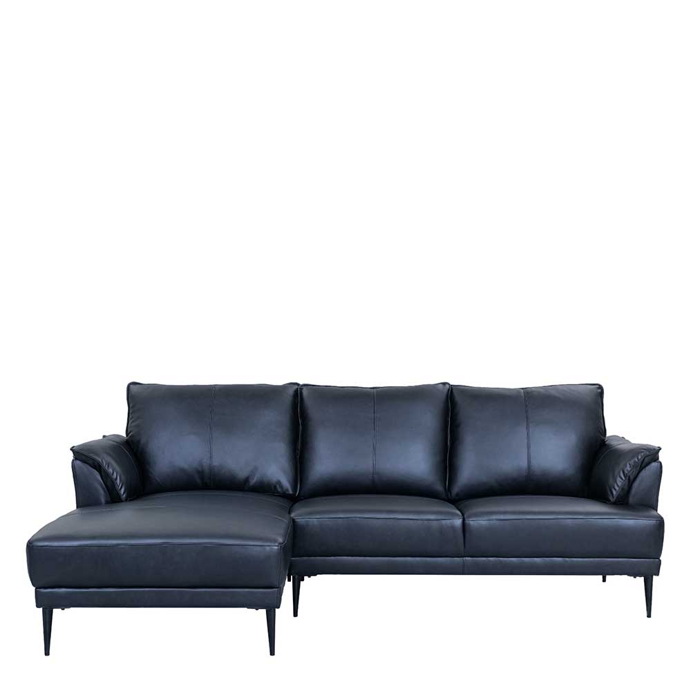 Leder Ecksofa in Schwarz - Lagon