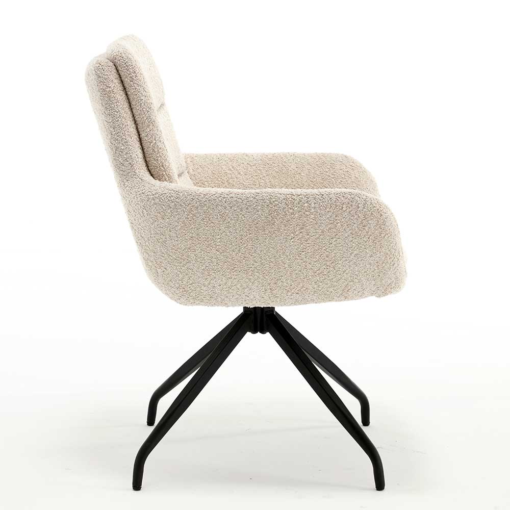 Drehbarer Tischsessel in Creme Boucle - Useda (2er Set)