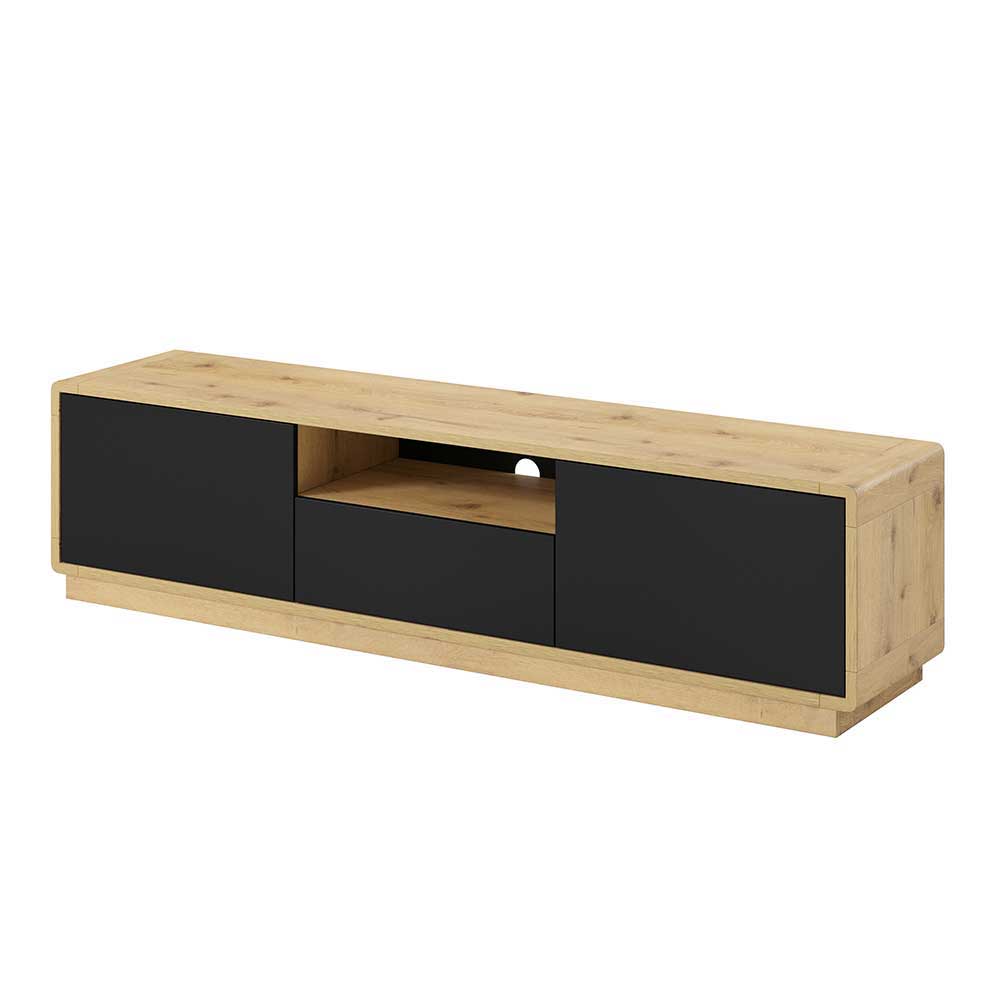 Modernes TV Lowboard in Schwarz & Wildeiche Optik - Ilunas