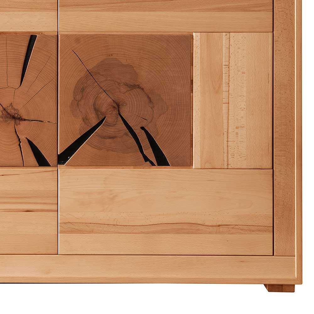 172x86x40 Modernes Kernbuche Sideboard 3-türig - Sarosca