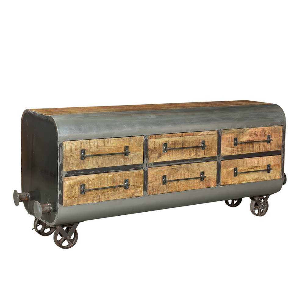 150x66x43 Design Kommode im Zugwaggon Look - Bahiro