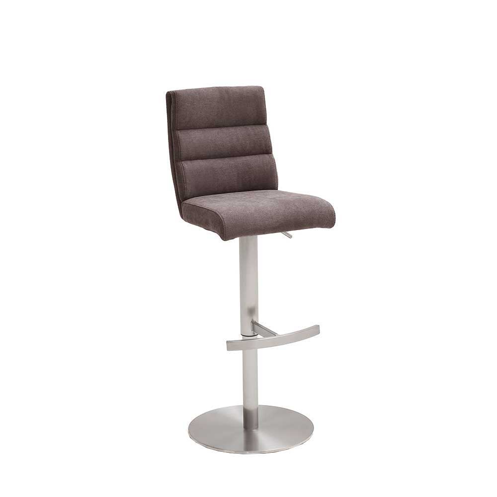 Brauner Barhocker mit Lehne drehbar Fabiola & verstellbar