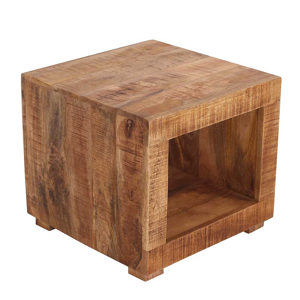 50x45x50 Mangoholz Wohnzimmertisch mit Ablageboden - Enzetra